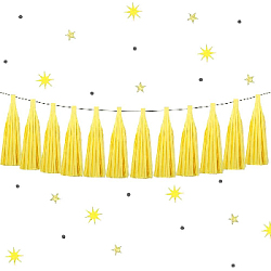 Гирлянда тассел 12 кисточек по 5 листов, желтый